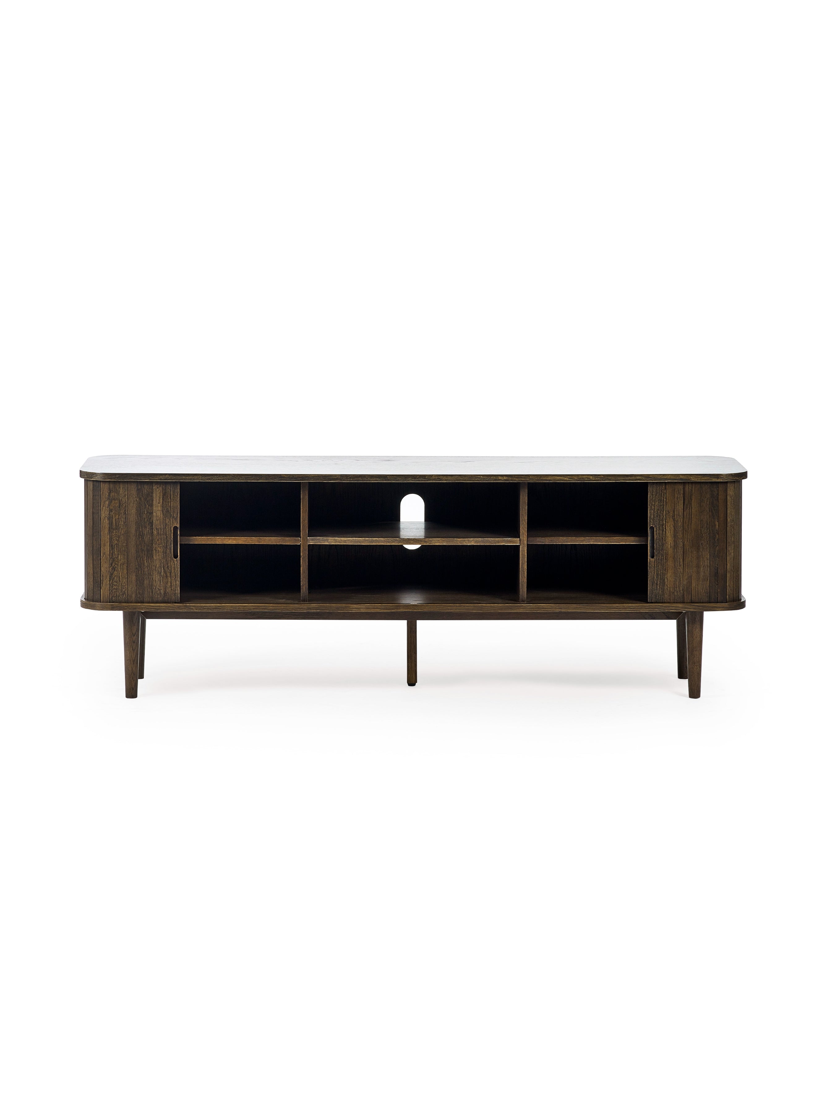 Pedra Dark Oak Wood Slatted Media Unit
